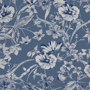 Blaue Vliestapete, silberne Blumen, 118486, Laura Ashley 3