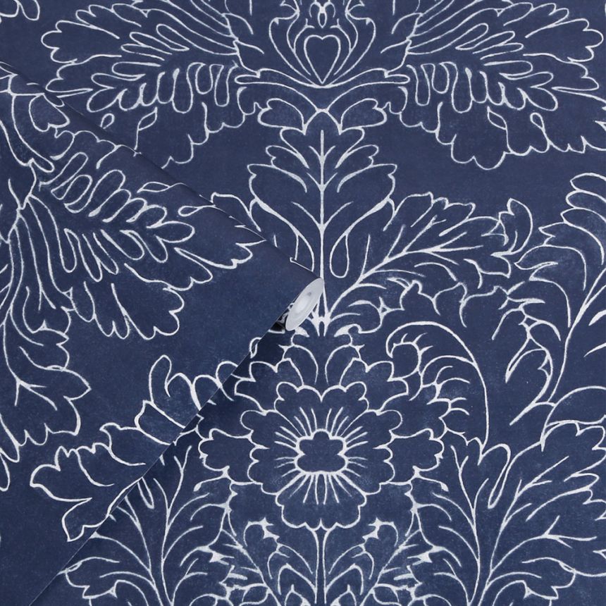 Blau-weiße Vliestapete, Blumen, Blätter, 119852, Laura Ashley 3