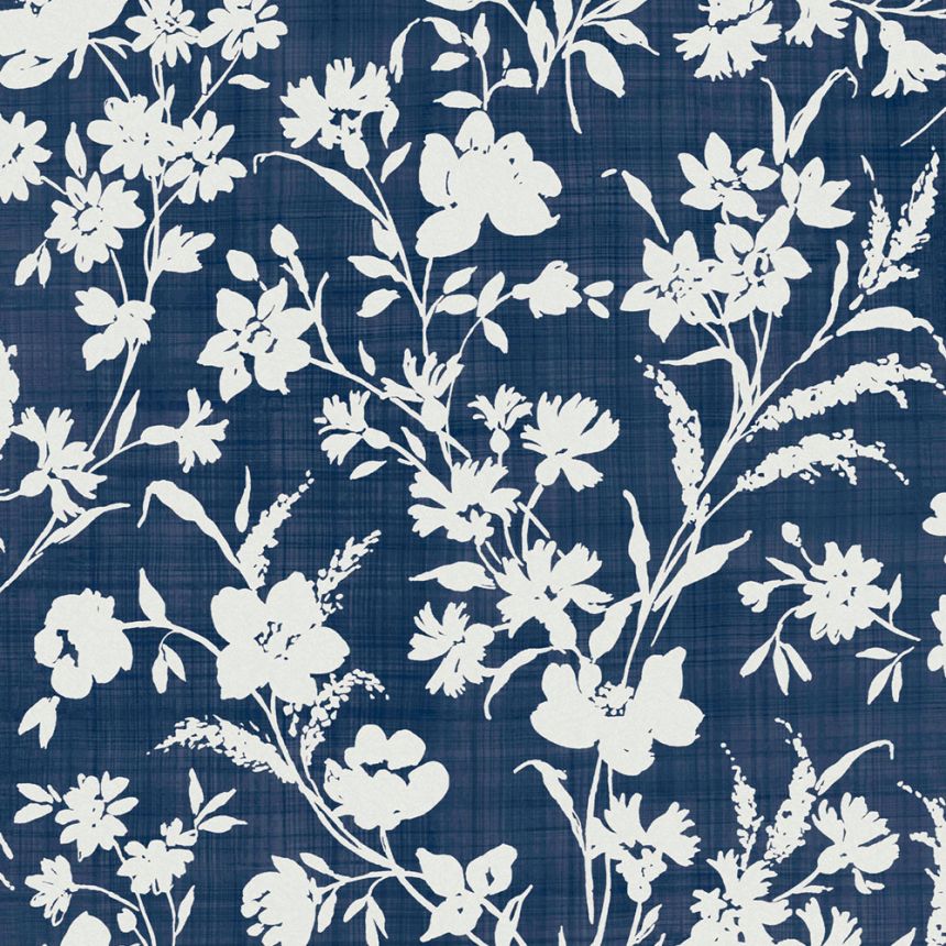 Blau-weiße florale Vliestapete, 119854, Laura Ashley 3