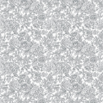 Grau-weiße florale Vliestapete, 119859, Laura Ashley 3