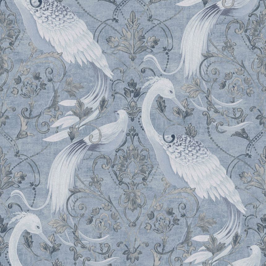 Blau-silberne Barocktapete, 120132, Laura Ashley 3