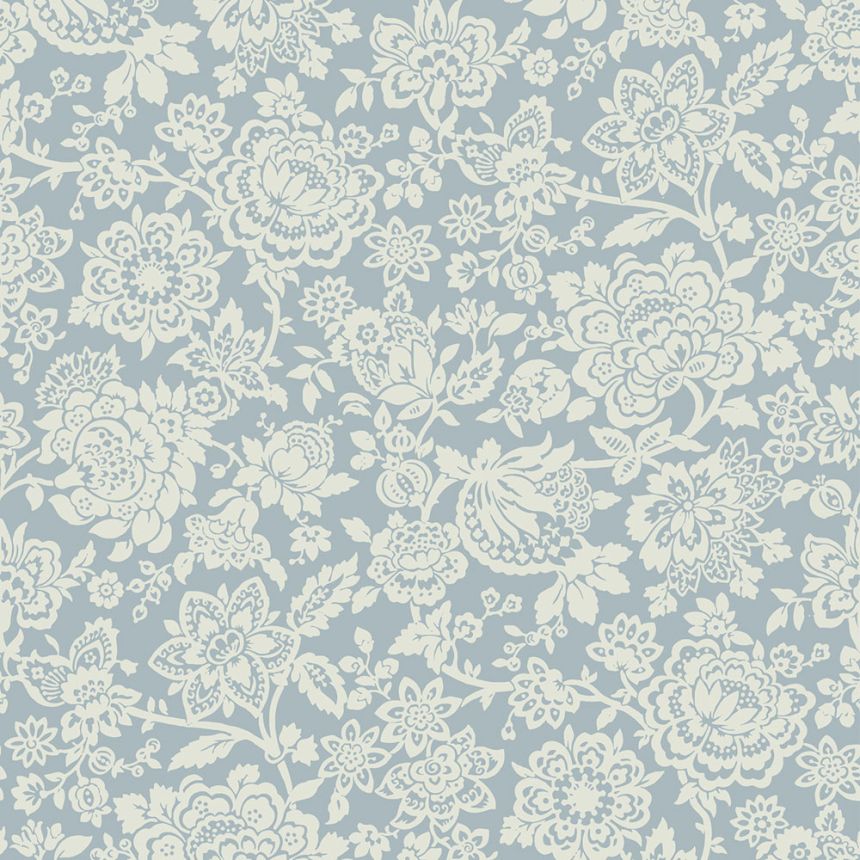 Blau-weiße florale Vliestapete, 121073, Laura Ashley 3