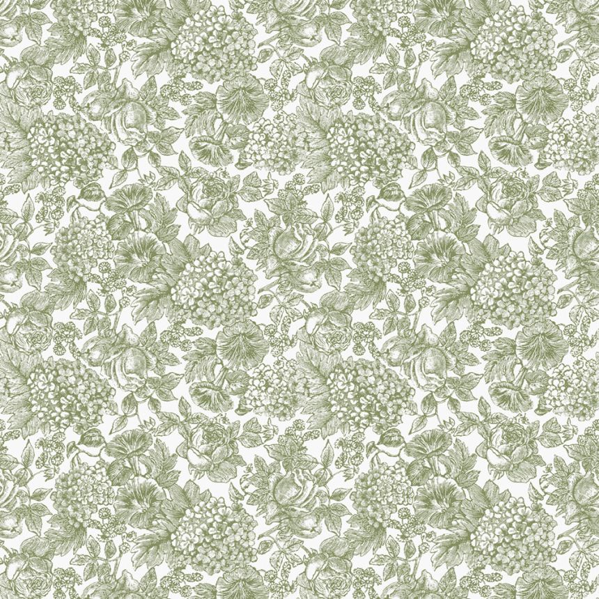 Weiß-grüne florale Vliestapete, 121080, Laura Ashley 3