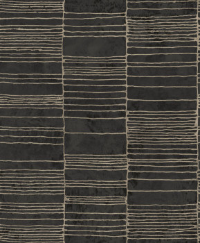 Schwarze Luxustapete mit geometrischem Muster,  57408 Aurum II Limonta