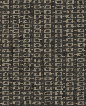 Schwarze Luxustapete mit geometrischen Mustern, 58708, Aurum II, Limonta