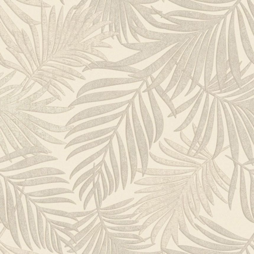 Luxuriöse grau-cremefarbene Tapete mit Blättern, 07502, Makalle II,Limonta