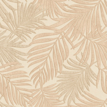 Luxuriöse cremerosa Tapete mit Blättern, 07504, Makalle II, Limonta