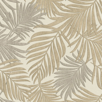 Luxuriöse beige Tapete mit Blättern, 07505, Makalle II, Limonta