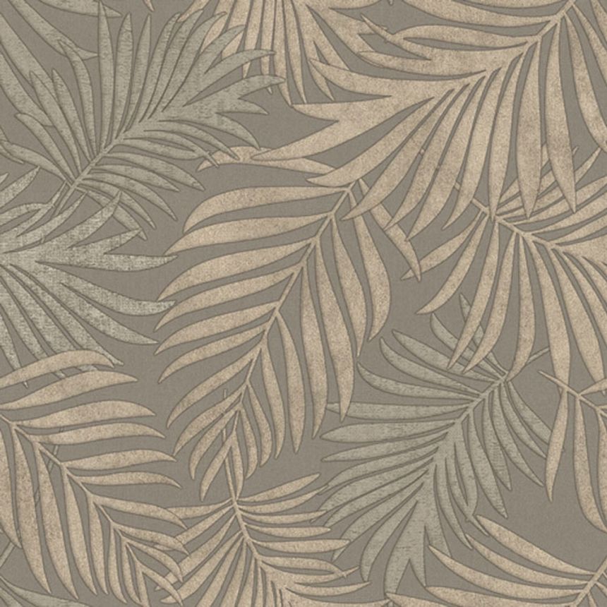 Luxuriöse grau-silberne Tapete mit Blättern, 07507, Makalle II,Limonta