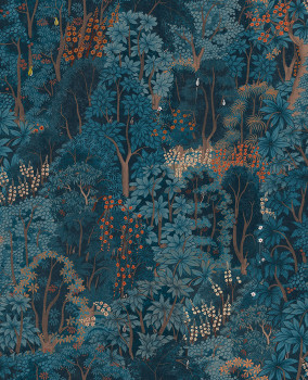 Blaue Vliestapete, Natur, Bäume, Blätter, 121470, New Eden, Graham&Brown Premium