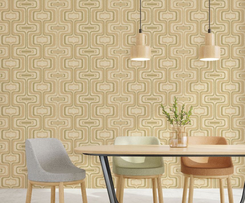 Beige geometrische Vlies-Retro-Tapete, Z77525, Savana, Zambaiti Parati