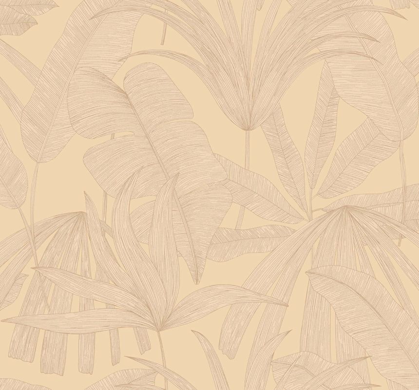 Ocker-goldene Tapete mit Blättern, 333512, Festival, Eijffinger