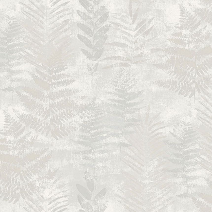 Grau-beige Vliestapete mit Blättern, RE25150, Reflect, Decoprint