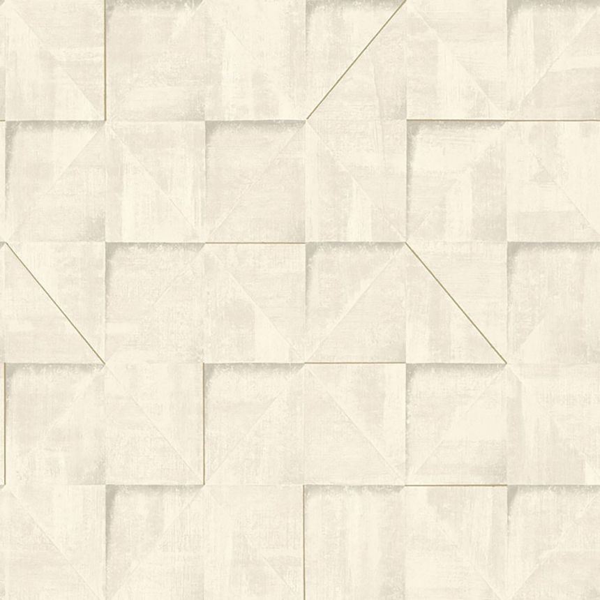 Beige-graue geometrische 3D-Vliestapete, RE25171, Reflect, Decoprint