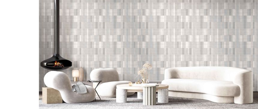 Grau-beige geometrische Vliestapete, 43831, Terra, Cristiana Masi by Parato