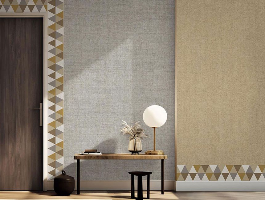 Geometrische Vliestapetenbordüre, grau-beige, B39093, Arché, Cristiana Masi by Parato