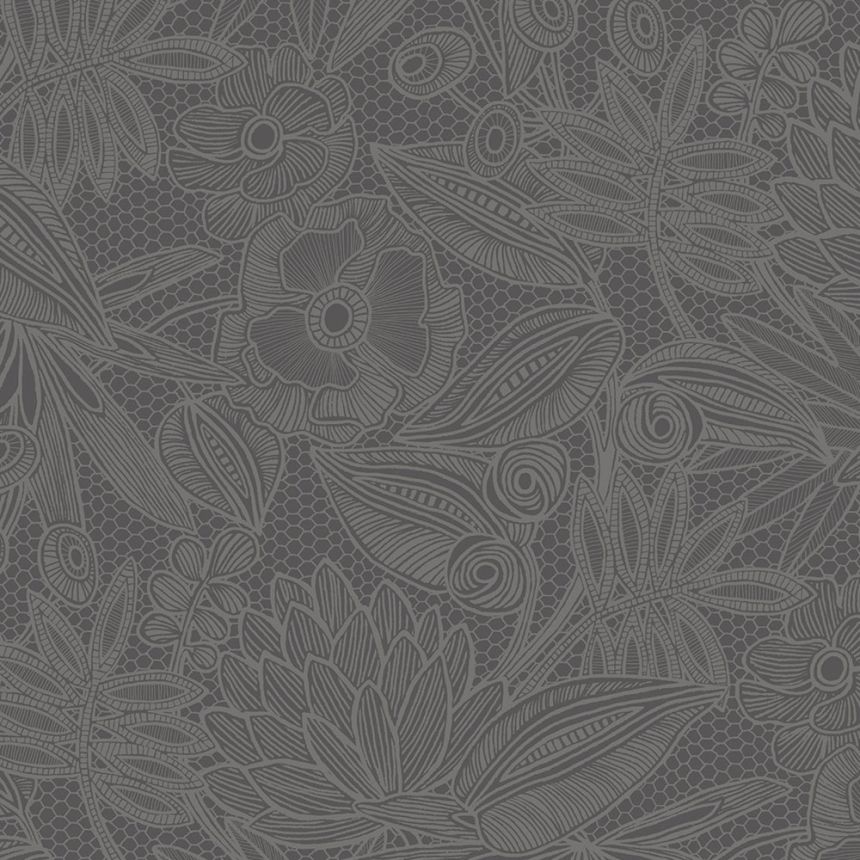 Grau-schwarze Vliestapete mit Blumenmuster, 340114, Gilded, Eijffinger