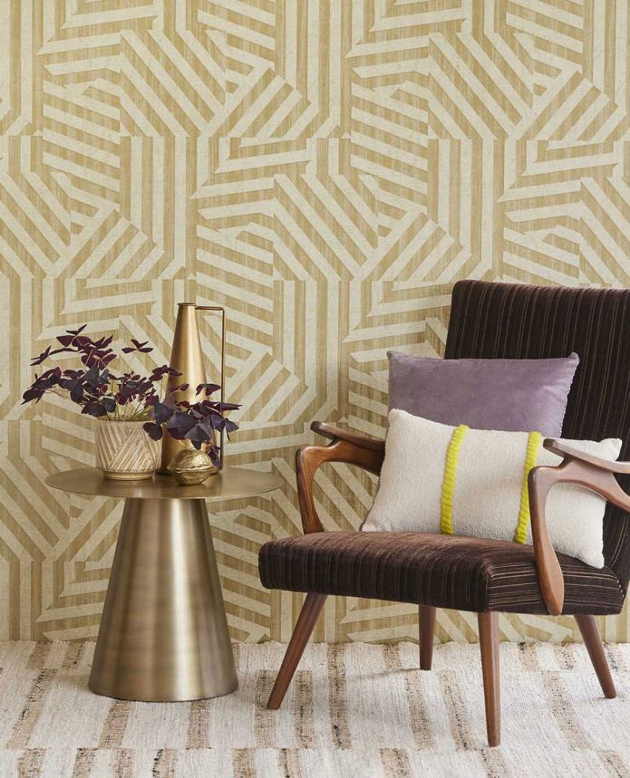 Goldbeige geometrische Retro-Tapete, 333630, Revive, Eijffinger