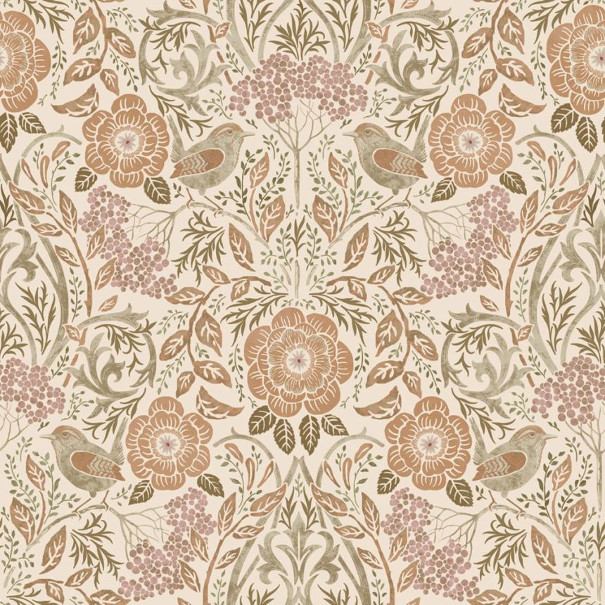 Florale Vliestapete, beige, 139566, Bloom, Esta Home