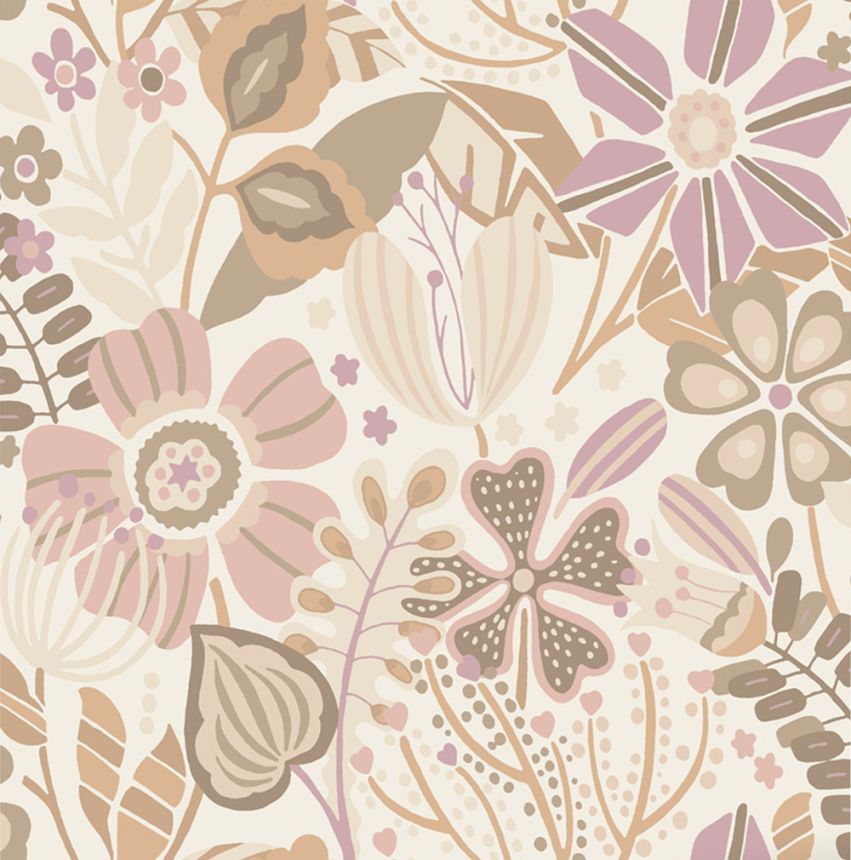 Florale Vliestapete, beige, 139675, Bloom, Esta Home