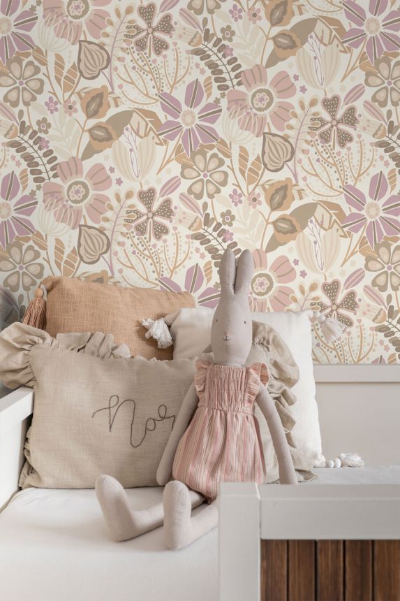 Florale Vliestapete, beige, 139675, Bloom, Esta Home