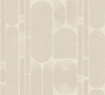 Geometrická Vliestapete, grau-beige, Ovale, ROC201, Rock, Masureel