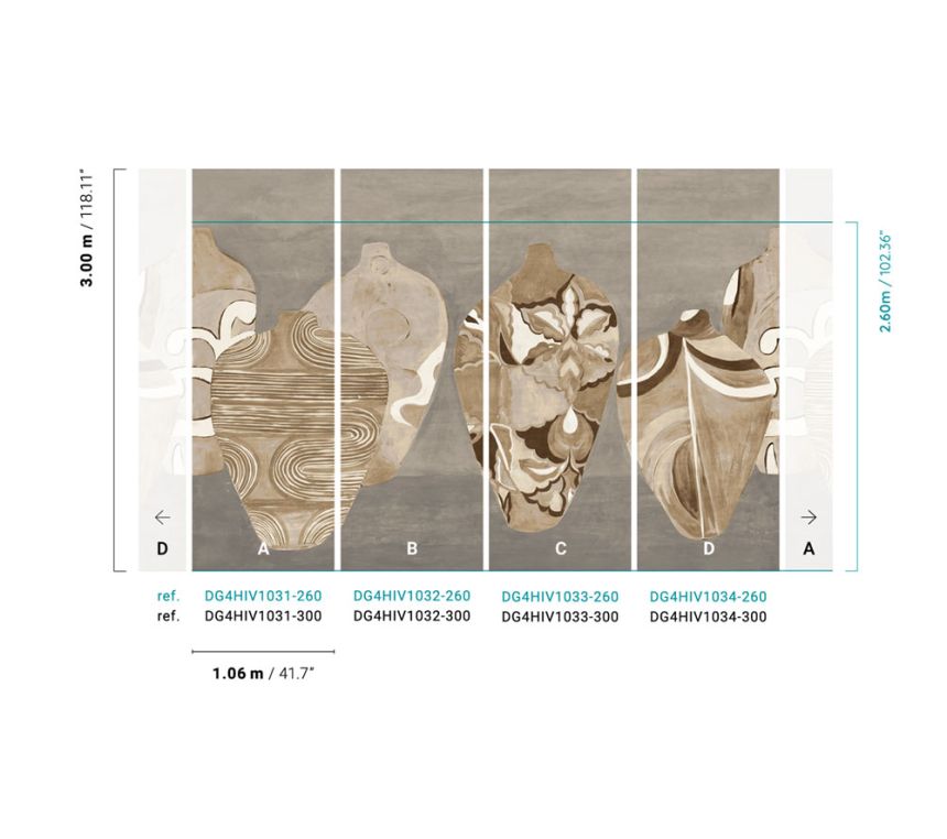 Fototapete mit Vasen, DG4HIV1031-260, Terra, Wall Designs IV, Khroma by Masureel