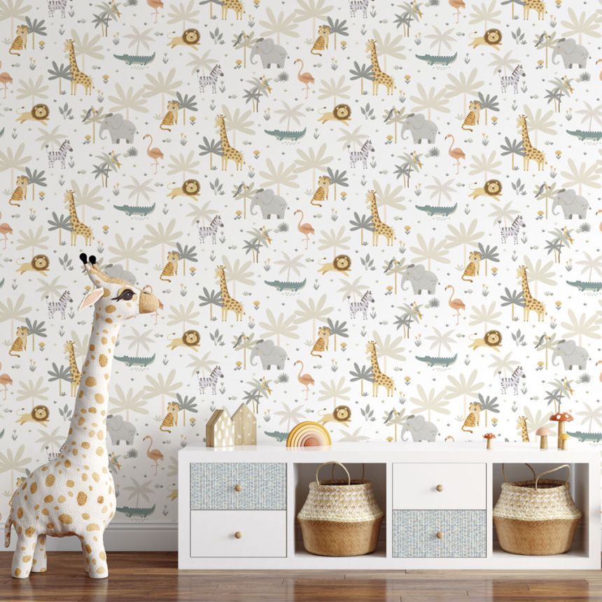 Kindertapete mit Dschungeltieren, 974-1, Mika,  ICH Wallcoverings