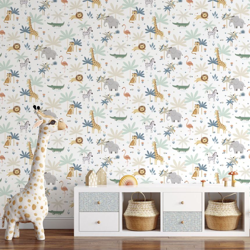 Kindertapete mit Dschungeltieren, 974-2, Mika,  ICH Wallcoverings