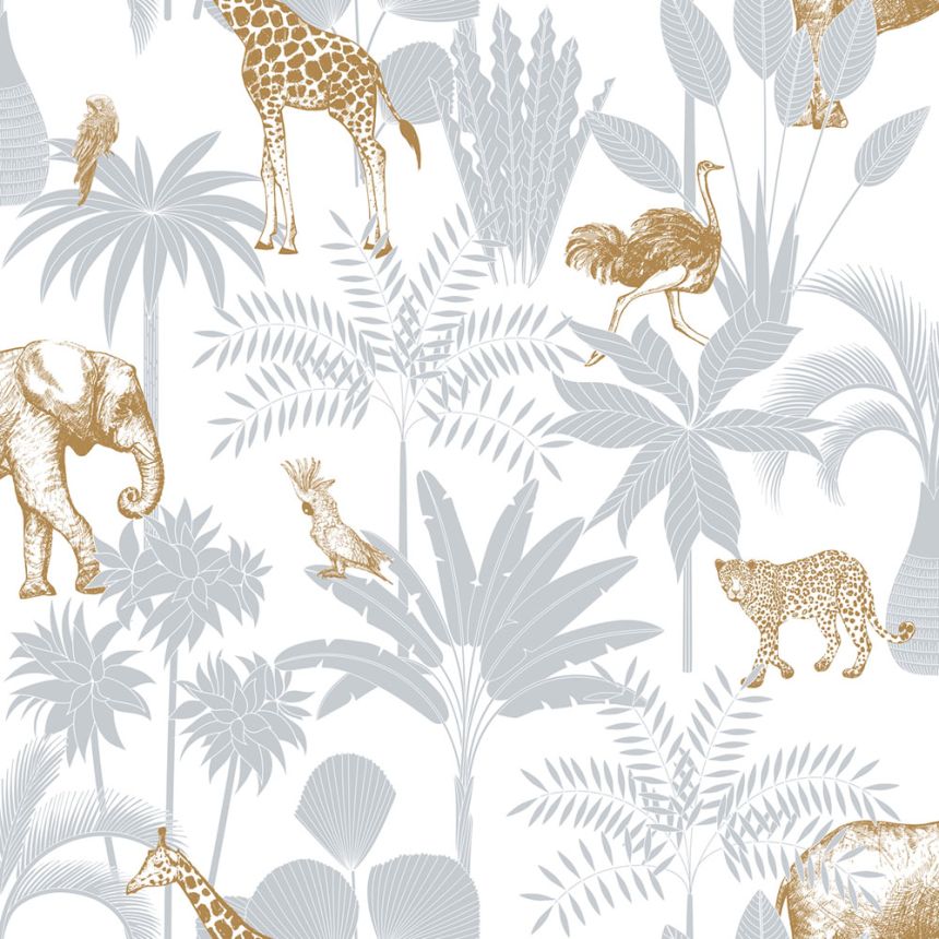 Kindertapete mit Palmen und Tieren, 976-2, Mika,  ICH Wallcoverings