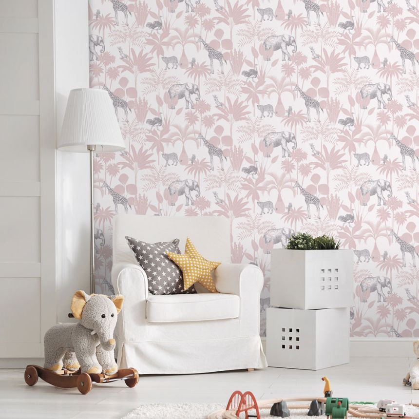 Kindertapete mit Palmen und Tieren, 976-3, Mika,  ICH Wallcoverings