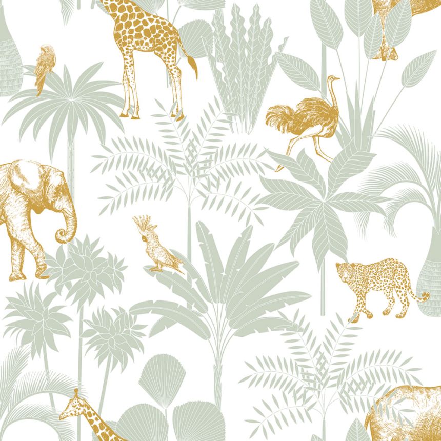 Kindertapete mit Palmen und Tieren, 976-4, Mika,  ICH Wallcoverings