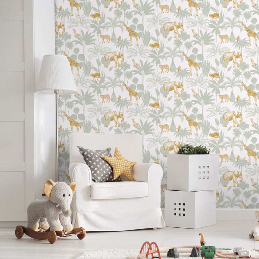 Kindertapete mit Palmen und Tieren, 976-4, Mika,  ICH Wallcoverings