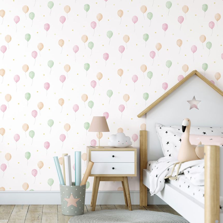 Kindertapete mit Luftballons und Sternen, 970-1, Mika,  ICH Wallcoverings