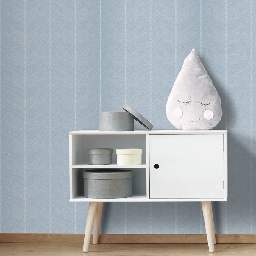 Blaue Vliestapete, Zick-Zack-Muster, M1803-1, Mika,  ICH Wallcoverings