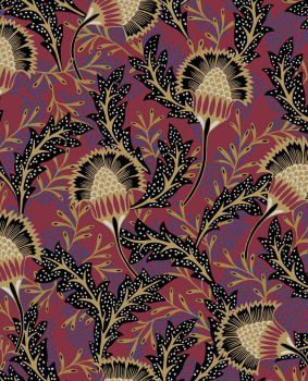 Vliestapete, burgunderrot, Blumen, 340213, Solange, Eijffinger