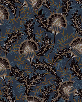 Vliestapete, blau, Blumen, 340215, Solange, Eijffinger