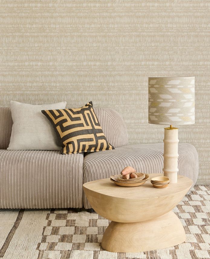 Vliestapete, beige, Batik, Streifen, 340260, Solange, Eijffinger