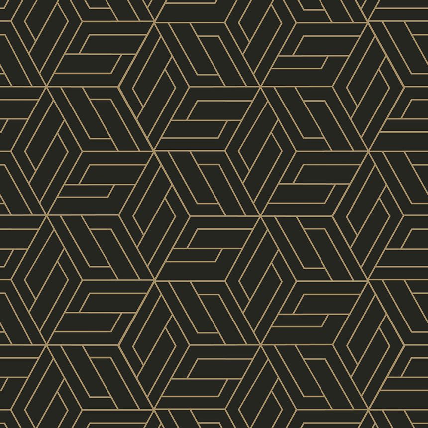 Schwarz-goldene geometrische Vliestapete, A67302, Vavex 2026