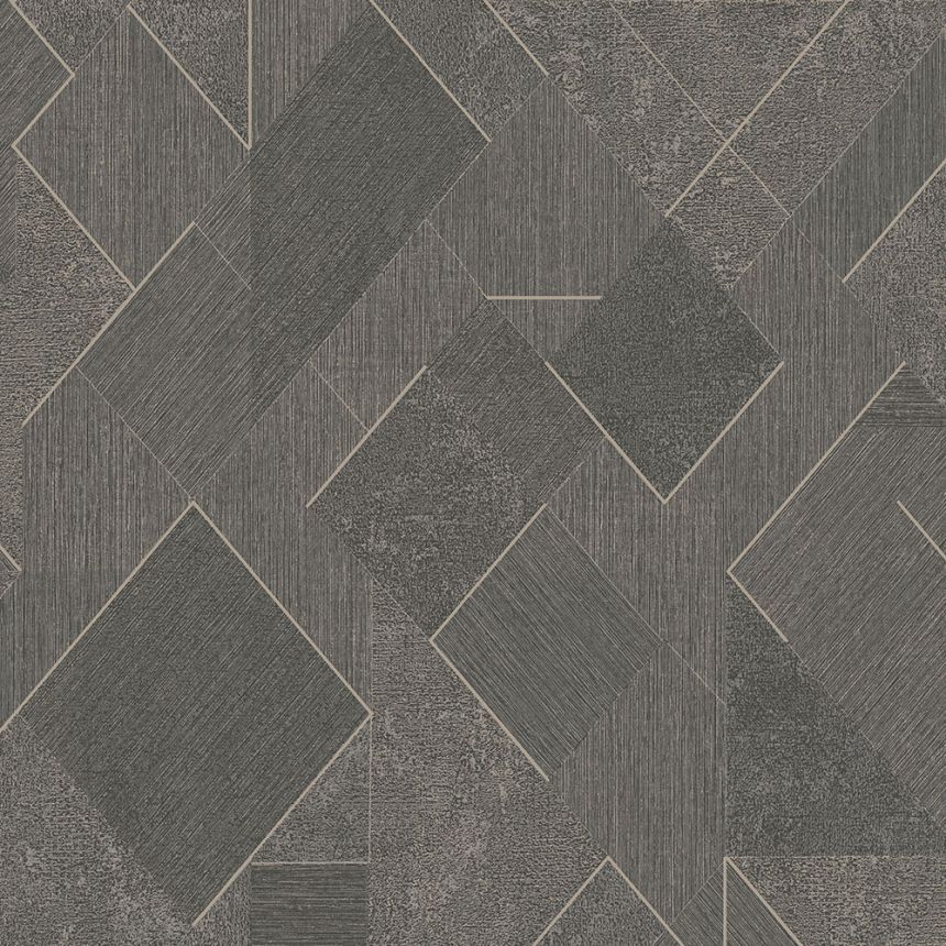 Grau-schwarze geometrische Vliestapete mit Glitzer, A72003, Vavex 2026