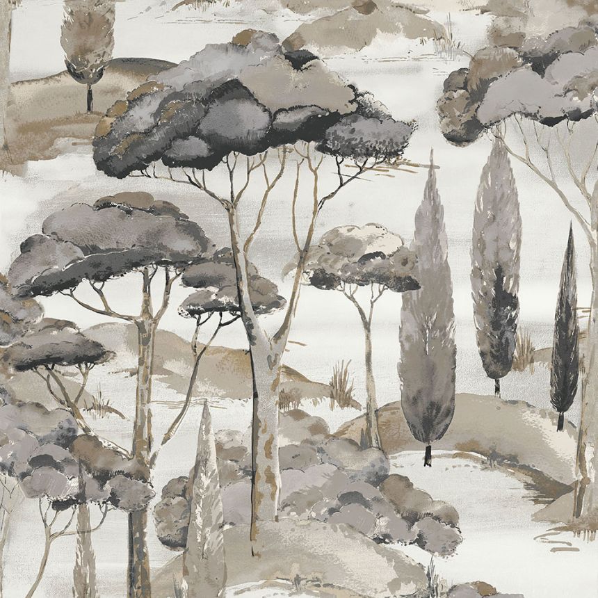 Grau-beige Vliestapete, Natur, Bäume, A69201, Vavex 2026