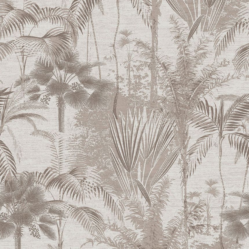 Grau-beige Vliestapete mit Palmen und Blättern, 121798, Vavex 2026
