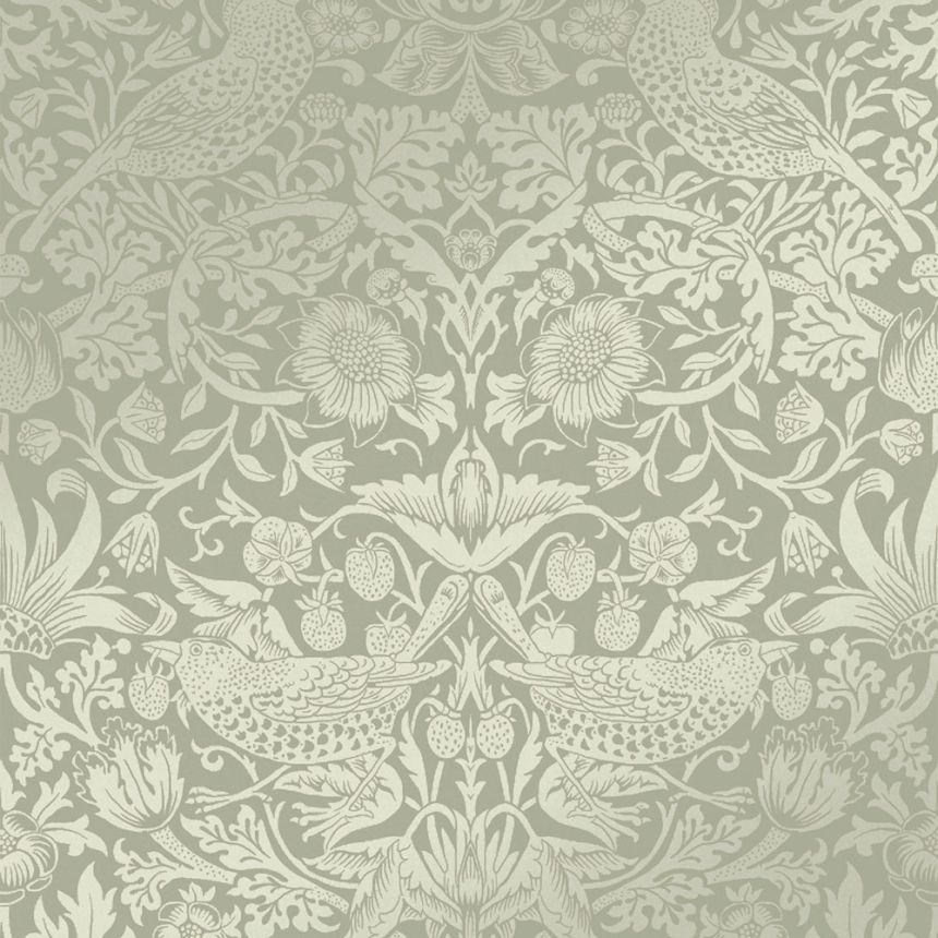 Vliestapete, grün, Blumen, Vögel, 124237, William Morris At Home