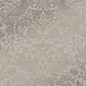 Vliestapete, graubeige, Blumen, Vögel, 124238, William Morris At Home