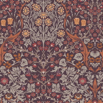 Vliestapete, lila, Blumen, Blätter, 124249, William Morris At Home
