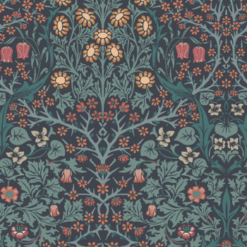 Vliestapete, blau, Blumen, Blätter, 124251, William Morris At Home