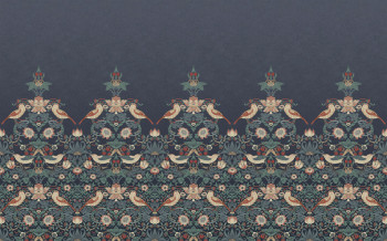 Vlies-Fototapete, blau, Blumen, Vögel, 125292, William Morris At Home