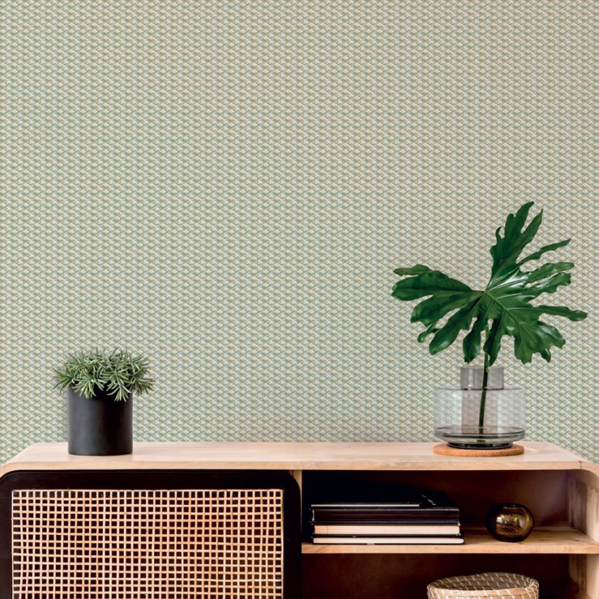 Luxuriöse geometrische Vliestapete, weiß-creme, Z15509, Mini Trend, Zambaiti Parati