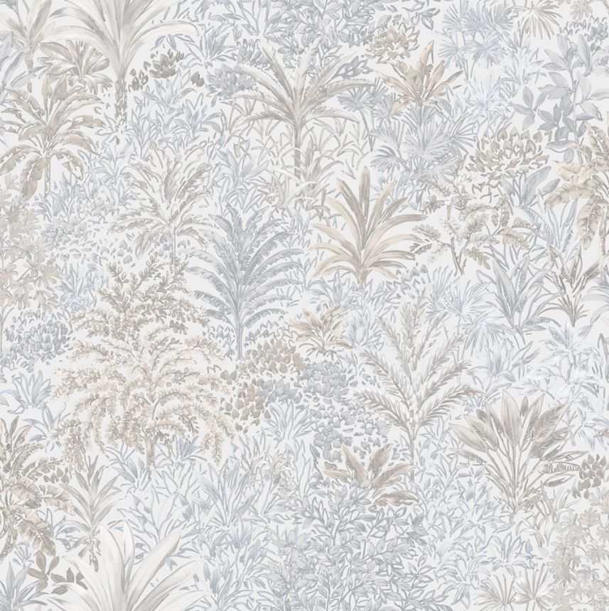 Luxus Vliestapete, graubeige, Bäume, Blätter, Z15511, Mini Trend, Zambaiti Parati
