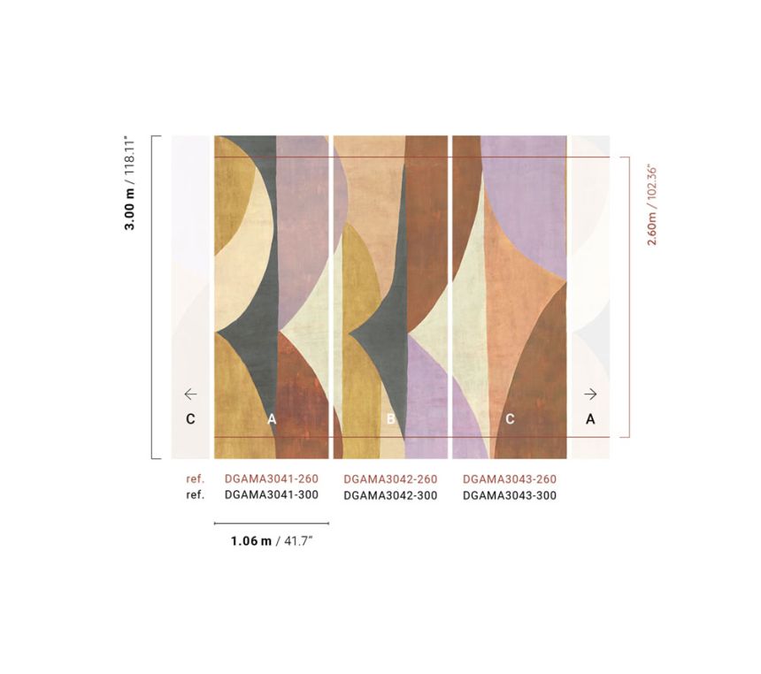 Geometrická vliesová obrazová tapeta na zeď, hnědo-fialová, DGAMA3043-300, Amani, Masureel
